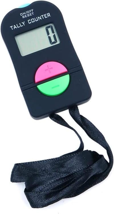 Digitale handteller - Clicker teller - Sportactiviteiten bijhouden - Met geluidsignaal - 0-9999 telling - Zwart
