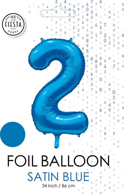 folieballon cijfer 2 mat blauw metallic
