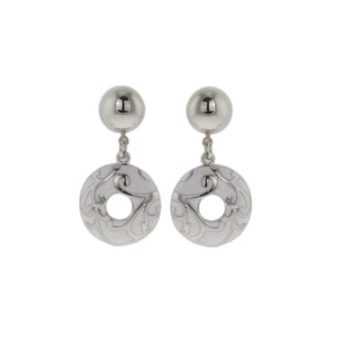 Behave - Oorhangers modern rond design zilverkleur wit 4 cm dames