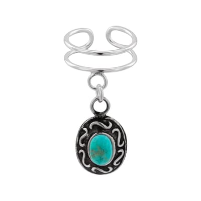 WeLoveSilver - zilveren ear cuff - turquoise hanger - 925 zilver