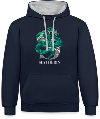 Harry Potter Slytherin Coat of Arms Monochrome Contrast Hoodie