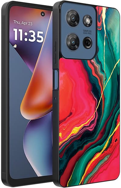 Smartphonica Telefoonhoesje Geschikt voor Motorola Moto G 2025 met Rood Groen Marmer Opdruk - TPU Backcover Case Red Green Marble Design geschikt voor Motorola Moto G 2025