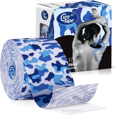 CureTape® Art Army Blue - Kinesiotape met Army Blue print 5cm x 5m - CureTape Classic met een print - FysioTape - Elastische tape met een Army print - Gebruikt voor blessures en klachten