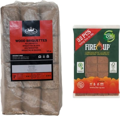 Houtbriketten - 10 kilo - kachel/openhaard - incl 32x aanmaakblokjes
