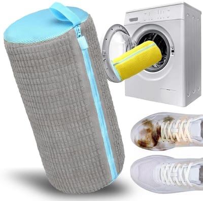 Dailygoods - Waszak voor schoenen – waszak voor schoenen met villosities, schoenentas voor wasmachine met ritssluiting, herbruikbaar, waszakken voor sneakers (grijs/verpakking 1)