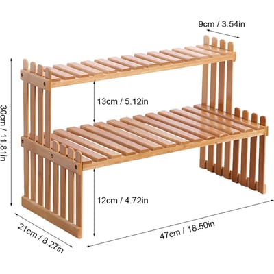 Aanrecht Bamboe Plantenplank Bamboe Bloempot Standaard Balkon Bloemenrek Kast Organizer Multifunctioneel DIY Bureau 47cm & 2 Layers