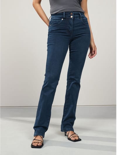 Next - Dames - Liftende, vormgevende bootcut jeans met slim-fit pasvorm - Blauw