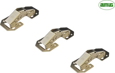 AMIG Kastscharnier Meubelscharnier met veer 100mm – 3 stuks – Easy-ON - Vernikkeld Staal – 90 graden – inkl. Schroeven