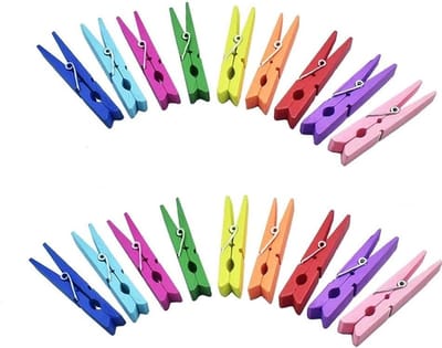 50 Houten Wasknijpers – 7,2 cm – 10 Kleuren – Decoratieve Knijpers voor Foto’s, Kaarten & DIY – Kleurige Hout Clips