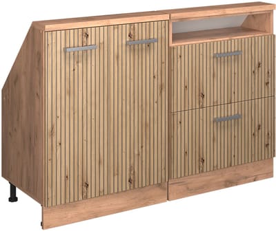 Vicco R-Line Keukenkast voor schuine wand – 120 cm Set van 2 Artisanaal eiken/Goudkraft eiken