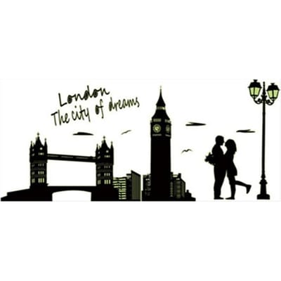 Londen Bij Nacht Lichtgevende Stickers Big Ben Torenbrug Fluorescerend Vinyl Muurstickers Gloeien In Het Donker Kamer Voor Huisdecoraties (as the picture,Large size)