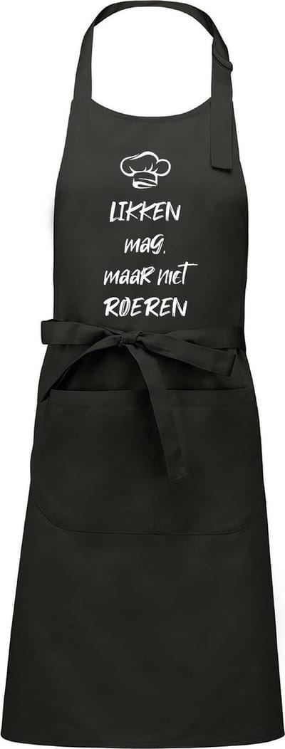 mijncadeautje - Luxe - Keuken - Kook - Barbecueschort - BBQ - verjaardag en feest - kado - cadeautje - Likken mag, maar niet roeren - chique grijs