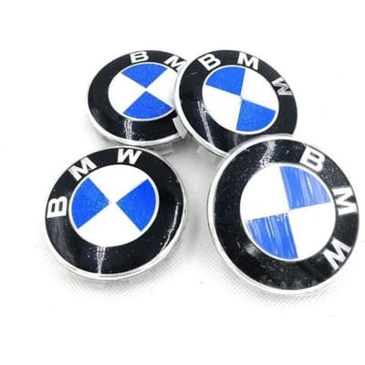 4 X 68mm WIELNAAF KAP NAAFKAP BMW KLASSIEK LOGO BLAUW DIAMETER NIEUW