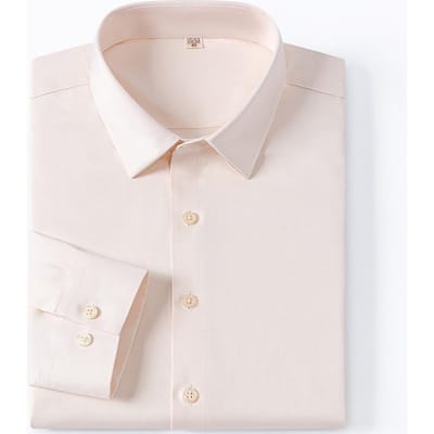 Elastisch Strijkvrij Naadloos Overhemd Heren Lange Mouw Herfst en Winter Middelbare Leeftijd en Jong Business Casual Overhemd 46 white