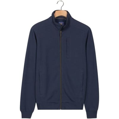 Baileys Vest Sweat Cardigan Zip Uni Color Hi-Low Structure Interlock Dark Denim Blue / male