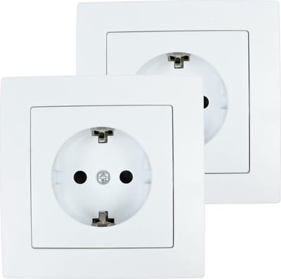 Benson Stopcontact RA - 2x - wit - inbouw - kunststof - 8 x 8 cm
