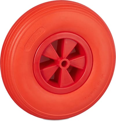 kruiwagenwiel - 3.50-6 - massief rubber - kunststof velg - lekvrij - tot 100 kg - rood