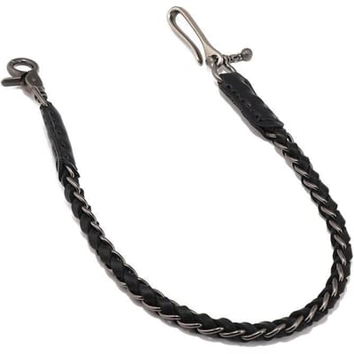 Mannen Punk Stijl Echt Leer Biker Sleutelhanger Handgemaakte Jeans Portemonnee Tailleketting Mannen Rock Design Kleding Accessoires length 580 mm black