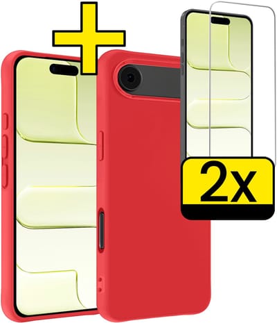 Hoesje - Met 2x Screenprotector - Geschikt voor Apple iPhone Air - Sterk & Shockproof - Back Cover - Siliconen Case - Telefoon Hoes - Telefoonhoesjes - Rood