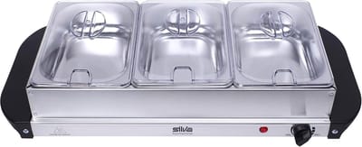 Buffetwarmer Warmhoudplaat - Apparaat - Feestjes Buffet - 2-in-1 Functie - 3x 1.5 Liter - Zilver