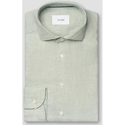 Eton Overhemd Airy Soft Touch Garment Washed Linnen Twill Groen / male
