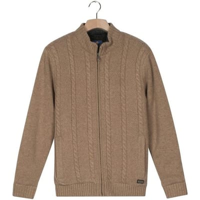 Baileys Vest Lined Cable Pattern Full Zip Wool Blend Taupe / male