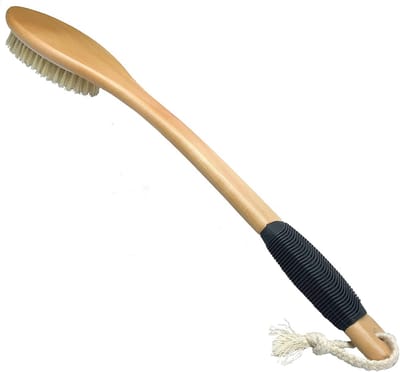 Langhandige Houten Badborstel voor Exfoliatie - Antislip Doucheborstel voor Ruggebruik