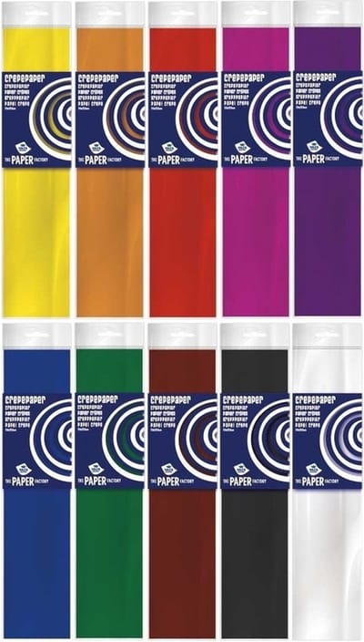 10x Crepe papier gekleurd basis pakket 250 x 50 cm - Knutselen met papier - Knutselspullen