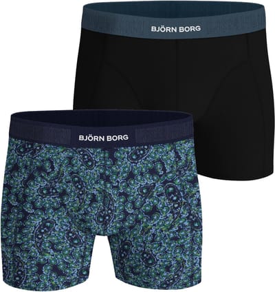 Björn Borg Cotton Stretch boxers - heren boxers normale lengte (2-pack) - zwart - print