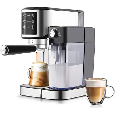 Elektrisch koffiezetapparaat met automatisch melkopschuimsysteem 1350W 20Bar Mini-koffiezetapparaat met EU plug zilver