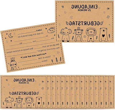 Vrolijke Verjaardagsuitnodigingen voor Kinderen, 15 Stuks, Kraft Papier, DIY Uitnodigingen, Feestelijke Kaarten voor Jongens en Meisjes