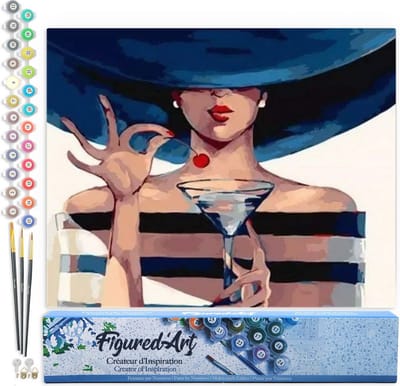 Figured'Art Schilderen op Nummer Volwassenen canvas Martini tijd - Handwerk acrylverf Kit DIY Compleet - 40x50cm zonder frame