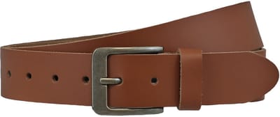 Houtkamp Unisex Leren Riem Cognac – 4 cm Brede Jeansriem met Moderne Gesp – Echt Leer voor Dames & Heren - Lengte totaal 130 cm / Riemmaat 115