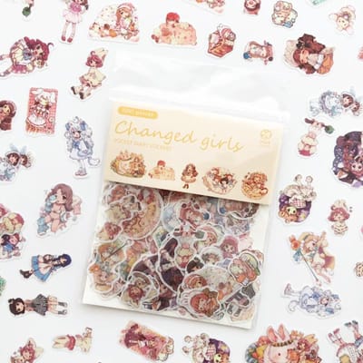 100 pièces/paquet Adorables Kawaii Chat Plantes Vertes Autocollants Journal Autocollants Décoratifs Scrapbooking Journal Papeterie Album Autocollants Filles