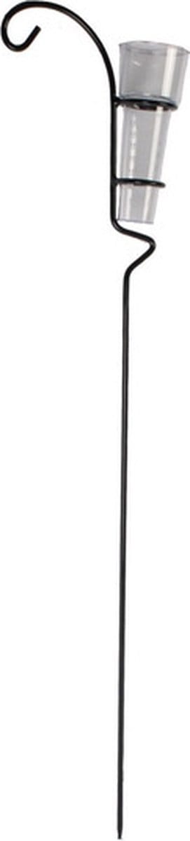Regenmeter - metaal/glas - 40 ml - steel 105 cm - tuinaccessoire buiten - pluviometer - neerslagmeter