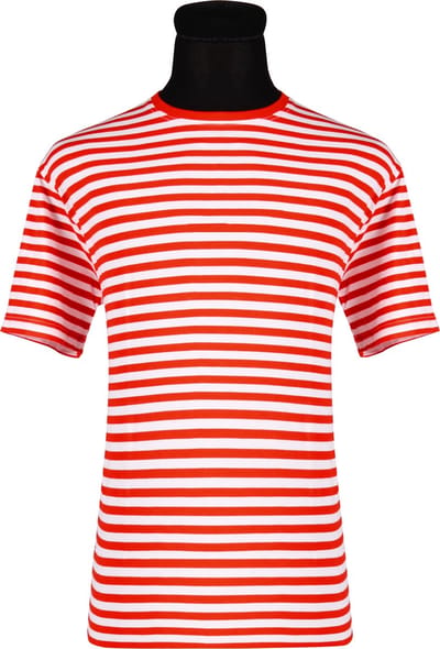 Shirt Gestreept - Unisex - Carnaval - Korte Mouw - Rood-Wit - Maat M
