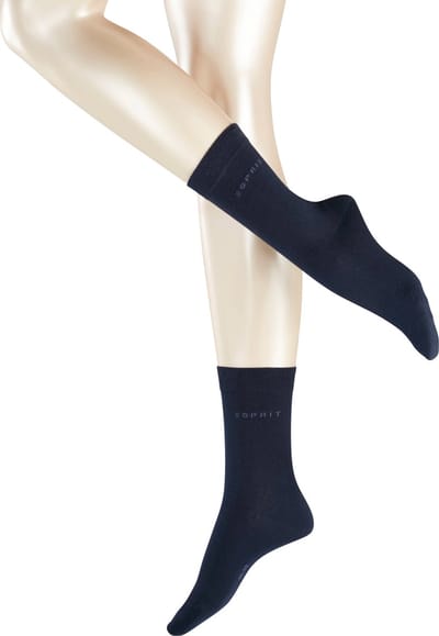 Esprit Uni 2-Pack eenkleurig katoen multipack sokken dames blauw - maat 35-38