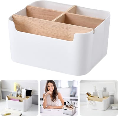 Houten bureau-organizer met 5 compartimenten, multifunctionele opbergdoos voor kantoor, sieradenhouder en lade-organizer voor thuisgebruik