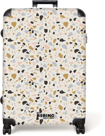 NoBoringSuitcases.com® - Koffer groot - Reiskoffer lichtgewicht - Terrazzo patroon veelkleurig - Rolkoffer met 4 wielen - Grote trolley XL - 98 liter bagage