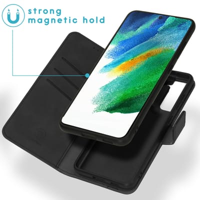imoshion Hoesje - Geschikt voor Samsung Galaxy S21 FE - Uitneembare 2-in-1 Luxe Bookcase - Zwart