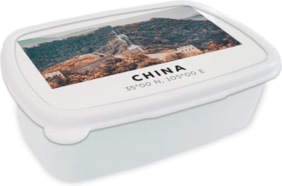 Broodtrommel Wit - Lunchbox - Brooddoos - Chinese Muur - Herfst - Azië - 18x12x6 cm - Volwassenen
