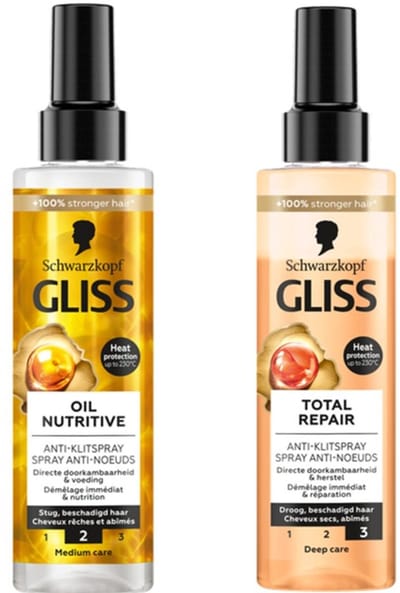 Gliss Kur Antiklit Spray - Schwarzkopf - Combipakket - Total Repair & Oil Nutritive