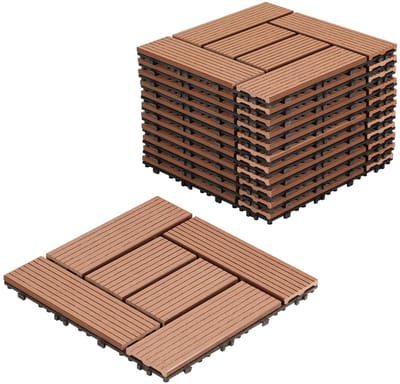 Terrastegels WPC - Houten vloerdelen - Buitenruimte creëren - Kliksysteem eenvoudig - 2 m² - Bruin