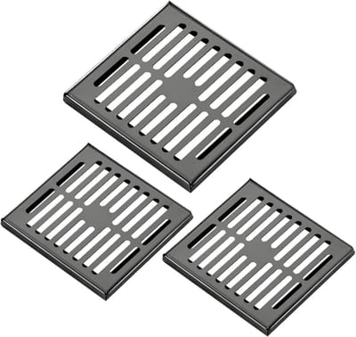 Antislip Strookrooster - Vierkante Gootafdekking - Buitenafvoer Regenwater - Roestvrij Staal 304 - 15x15 cm - Grijs