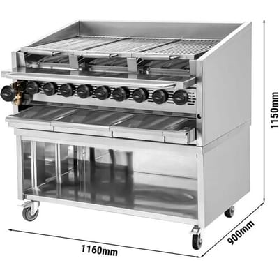 GGM Gastro Hochleistungsgrill - 25 kW - American Style - 3 Grillroste Zilver
