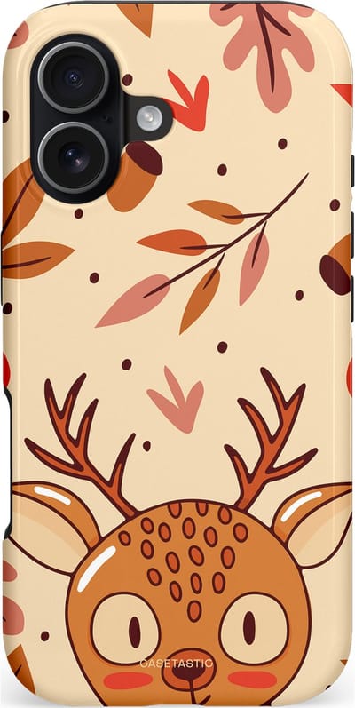 Casetastic hoesje geschikt voor Apple iPhone 17 - MagSafe - Dubbellaagse bescherming - Hert in de herfst - Fashion Case - Zand Terracotta Rood