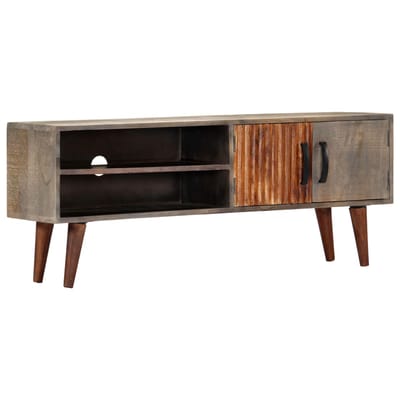 vidaXL - Tv-meubel - 130x30x46 - cm - massief - ruw - mangohout - grijs