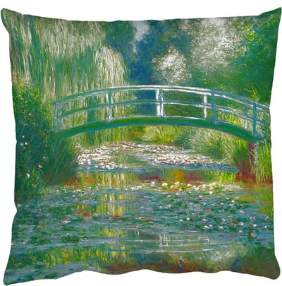 Sierkussens - Kussentjes Woonkamer - 50x50 cm - Brug - Hout - Vijver - Waterlelies