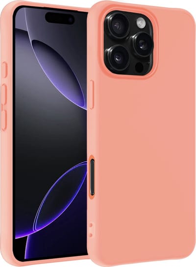 Hoesje - Geschikt voor Apple iPhone 16 Pro - Sterk & Shockproof - Siliconen Case - Hoes Cover - Telefoonhoes - Perzik