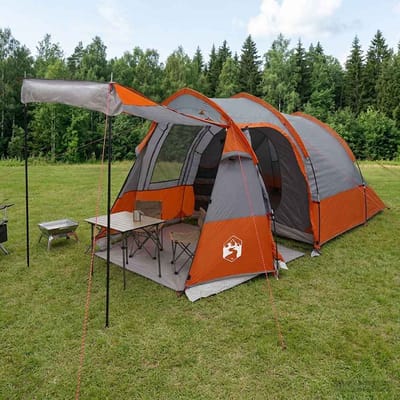 vidaXL - Tunneltent - Grijs - en - Oranje - 390 - x - 215 - x - 152 - cm
